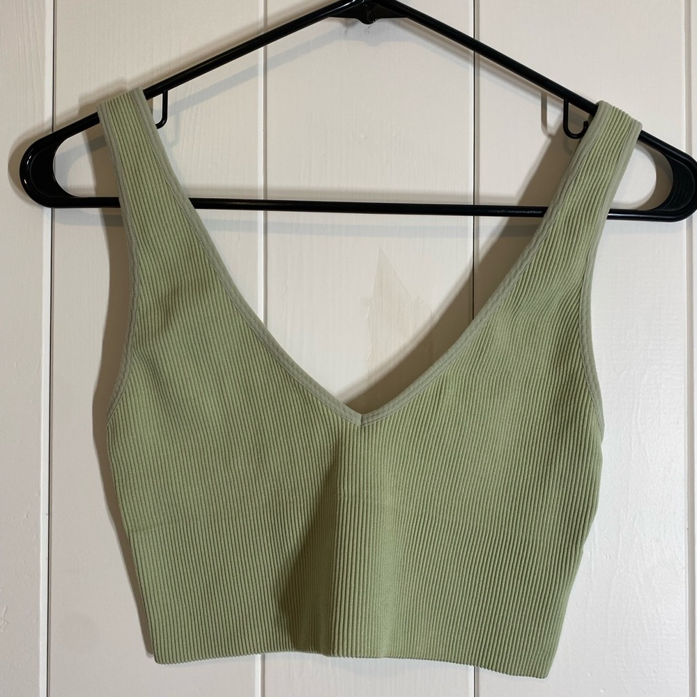 Mahina Sage Green Ribbed Tank Top